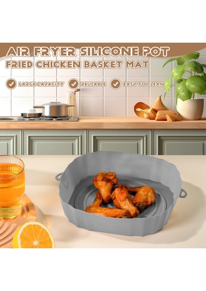 20 cm Hava Fritözü Fırın Tepsisi Kızarmış Tavuk Sepet Matı Hava Fritözü Silikon Tencere Yuvarlak Yedek Izgara Tavası Gri (Yurt Dışından) fırsatları