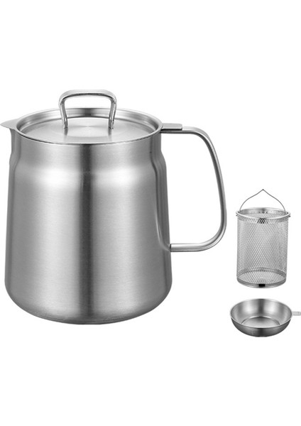 Yağ Tencereli 2l, Yağ Tencereli Paslanmaz Çelik Büyük Kapasiteli Yağ Kızartması ve Filtre Kabı Kombinasyonu Mutfak Için Çok Yönlü Yağ Filtresi (Yurt Dışından)