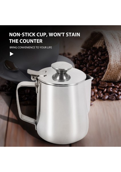 350 ml Paslanmaz Çelik Süt Köpürtme Sürahisi Kapaklı Espresso Kahve Kapuçino Süt Kreması Kupası Köpürtme Sürahisi (Yurt Dışından) fırsatları