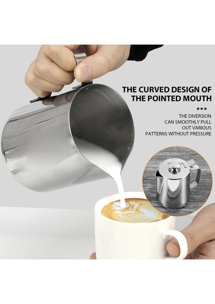 350 ml Paslanmaz Çelik Süt Köpürtme Sürahisi Kapaklı Espresso Kahve Kapuçino Süt Kreması Kupası Köpürtme Sürahisi (Yurt Dışından) indirimleri