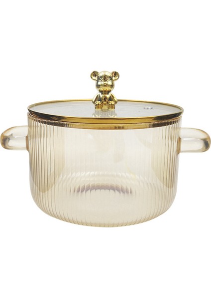 Cam Tencere Şeffaf Pişirme Tenceresi Çorba Tenceresi Isıtmalı Çift Saplı Kapaklı Cam Tencere Altın (Yurt Dışından)