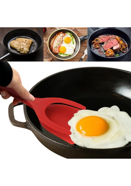 2'si 1 Arada Naylon Tutacaklı Flip Pancake Yumurta Kelepçesi Tutacaklı Omlet Spatula Maşa Kelepçeli Pancake Kızarmış Mutfak Aksesuarları (Yurt Dışından) modelleri