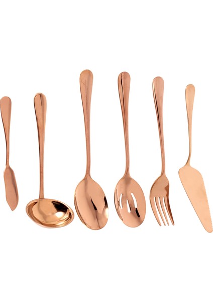 Parçalı Servis Çatal Bıçak Takımı, Servis Gereçleri Seti, Pasta Servis Takımı, Yuvalı Servis Kaşığı ve Gül Altını Dahil (Yurt Dışından)