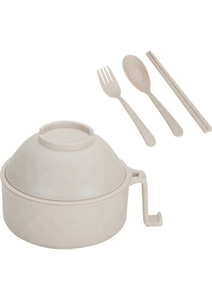 Ramen Kase Pişirme Seti - Saplı Buğday Samanı Hazır Erişte Kasesi Bej (Yurt Dışından)