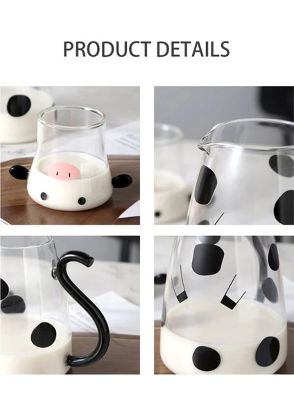 Bardaklı Cam Su Sürahisi Seti Sevimli Karikatür Inek Soğuk Su Isıtıcısı Çiçekli Çaydanlık Kutusu Sütlü Buzlu Içecek Şişesi, Büyük (Yurt Dışından) modelleri