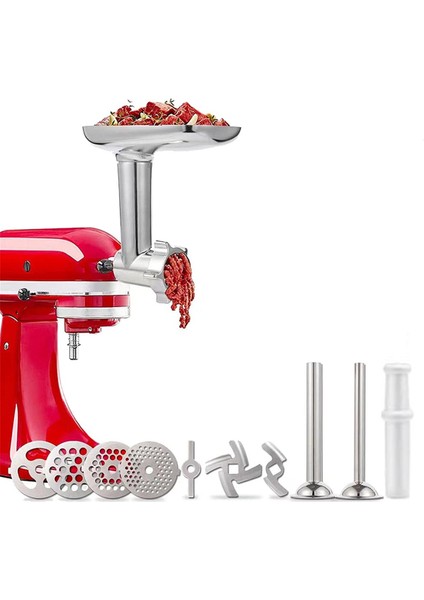 Kitchenaid Stand Mikserler Için Kıyma Makinesi Aparatı, Sosis Doldurma Boruları Dahil, Dayanıklı Gıda Öğütücü Aparatı (Yurt Dışından)