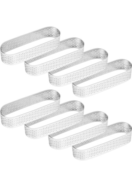 8 Adet Oval Tartlet Kalıbı Fransız Tatlısı Mus Meyveli Turta Tart Halkası Kiş Kek Kalıbı, Paslanmaz Çelik Tart Mus Halkası (Yurt Dışından)