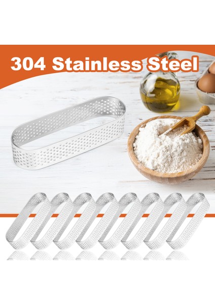 8 Adet Oval Tartlet Kalıbı Fransız Tatlısı Mus Meyveli Turta Tart Halkası Kiş Kek Kalıbı, Paslanmaz Çelik Tart Mus Halkası (Yurt Dışından) indirimleri