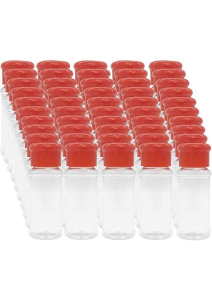 Barbekü Baharatı, Tuz, Biber Vb. Saklamak Için 50 Adet Boş Plastik Baharat Şişesi Seti 100 ml / 3,3 Oz, Kırmızı (Yurt Dışından)