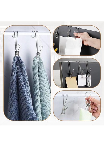 Paslanmaz Çelik Dosya Klipsleri, Kancalı Paslanmaz Çelik Mandallar, Mutfak ve Banyo Için Evrensel Metal Klipsler (Yurt Dışından) indirimleri