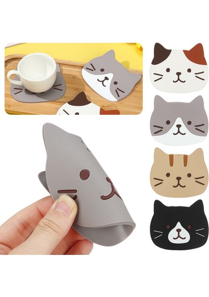Kaymaz Kedi Şekilli Bardak Altlığı Tutucu Kahve Çay Içecekler Karikatür Bardak Altlığı Sıcak Içecek Standı Mutfak Yalıtımlı Ped (Yurt Dışından) modelleri