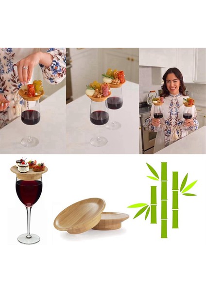 Adet Şarap Kadehi Üstü, 4 Inç Şarap Kadehi Üstü, Bambu Şarap Kadehi Üstü Bardak Altlıkları (Yurt Dışından)