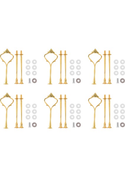 Pasta Standı Için 6 Set Tepsi Donanımı, Düğün ve Parti Servis Tepsisi Için 3 Katlı Pasta Standı Bağlantı Donanımı Tutucu (Altın) (Yurt Dışından)