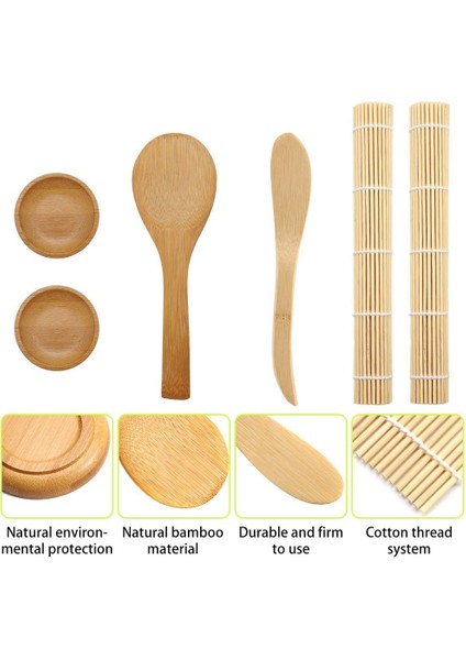 11 Paket Suşi Yapma Seti Bambu Başlangıç Suşi Seti Suşi Sarma Matları Pirinç Küreği Pirinç Yayıcı Çubuklar Içerir (Yurt Dışından) modelleri