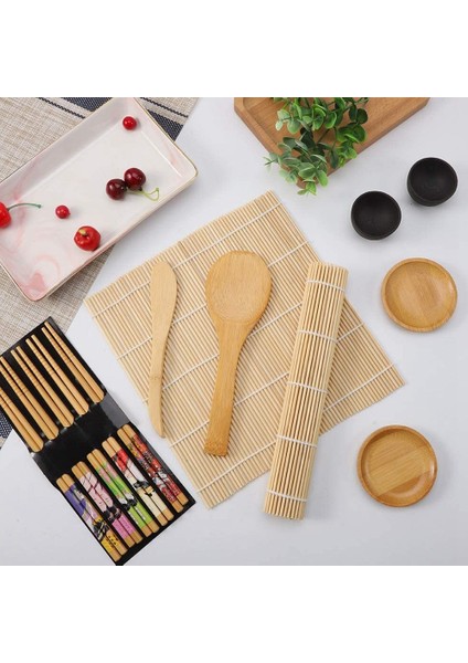 11 Paket Suşi Yapma Seti Bambu Başlangıç Suşi Seti Suşi Sarma Matları Pirinç Küreği Pirinç Yayıcı Çubuklar Içerir (Yurt Dışından) indirimleri