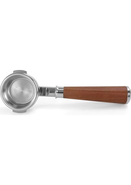 58 mm Paslanmaz Çelik Filtre Sepeti, Çift Tek Katmanlı Filtre, Masif Ahşap Sap, 58 mm Kahve Dipsiz Sap B (Yurt Dışından)