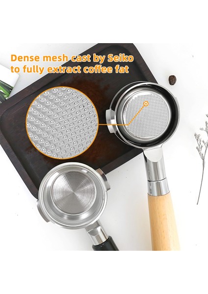 58 mm Paslanmaz Çelik Filtre Sepeti, Çift Tek Katmanlı Filtre, Masif Ahşap Sap, 58 mm Kahve Dipsiz Sap B (Yurt Dışından) modelleri