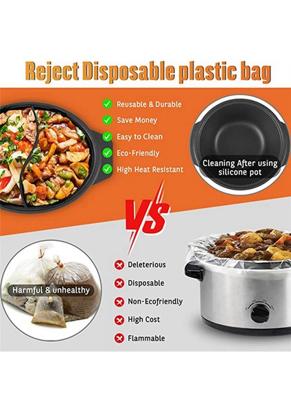 Silikon Yavaş Pişirici Bölücü, Yavaş Pişirici Aksesuarları Pişirme Astarı, Çoğu 6-8 Qt Oval Şekilli Yavaş Pişirici Için (Yurt Dışından) fırsatları