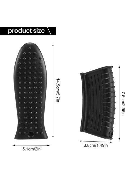 Dökme Demir Tava Sapı Kılıfı Seti Kaymaz Silikon Tencere Tutucu Mutfak Için Tavalar, Izgaralar ve Tencere Setleri Için Siyah (Yurt Dışından)