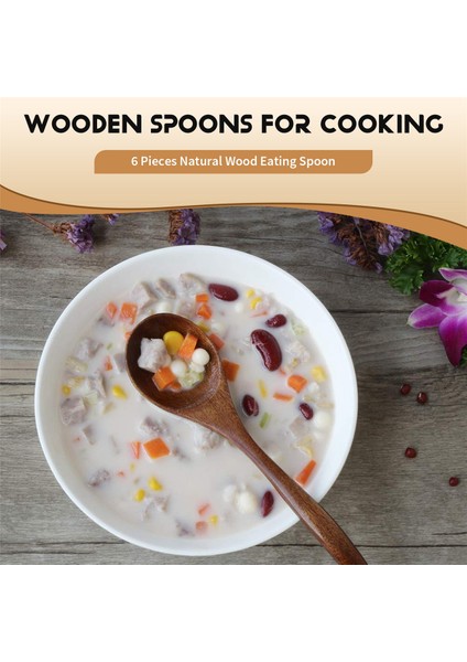 Yemek Için Ahşap Kaşıklar, 6 Parça Doğal Ahşap Yemek Kaşığı, Akşam Yemeği, Salata, Tatlı, Cips, Atıştırmalıklar, Tahıl, Meyve Için 7 Inç Çevre Dostu El Yapımı Çay Kaşığı (Yurt Dışından) fırsatları