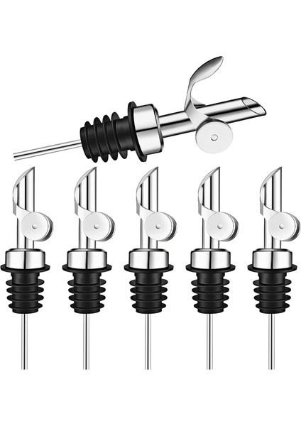 Adet Ağırlıklı Paslanmaz Çelik Likör Şişesi Dökücü Otomatik Çevirmeli Zeytinyağı Dağıtıcı Ağızlı Balsamik Alkol Dökücü (Gümüş) (Yurt Dışından)