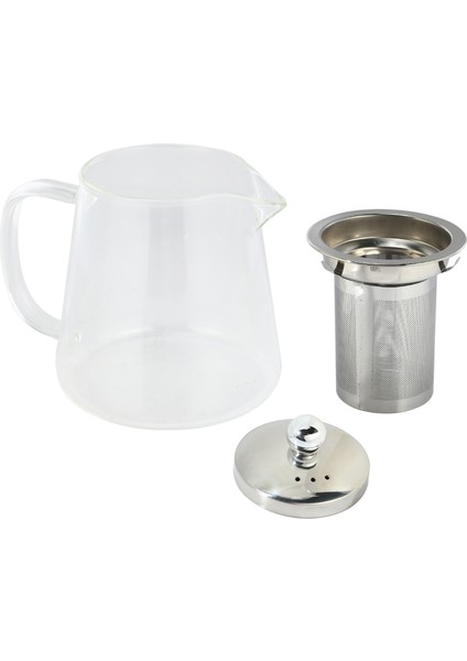 Boyutlu Iyi Şeffaf Borosilikat Cam Çaydanlık, 304 Paslanmaz Çelik Demlik, Süzgeç, Isıtıcı, Kahve Çaydanlığı Alet Seti, 380 ml (Yurt Dışından)