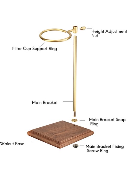 Ahşap Tabanlı, Ayarlanabilir Yükseklikli Raflı, Damlatıcı Filtre Tutuculu, Ceviz Ağacından Manuel Demleme Için Kahve Makinesi Standı (Yurt Dışından) fiyatları