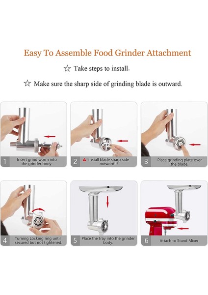 Kitchenaid Stand Mikserler Için Kıyma Makinesi Aparatı, Sosis Doldurma Boruları Dahil, Dayanıklı Gıda Öğütücü Aparatı (Yurt Dışından) fırsatları