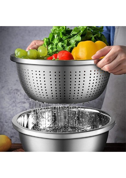 Paslanmaz Çelik Karıştırma Kapları, Salata Kaseleri, Su Filtreli Metal Kaseler, 26 cm Paslanmaz Çelik Hazne (Yurt Dışından) fiyatları