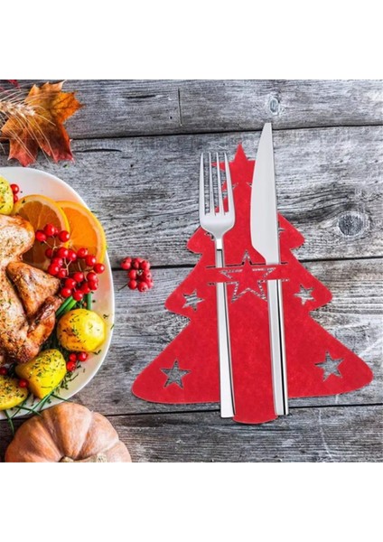 100 Adet Düzenleyici Masa Dekoru Bıçak ve Çatal Tutucu Çatal Bıçak Çantası Christmaselk Noel Ağacı Cep A (Yurt Dışından) modelleri