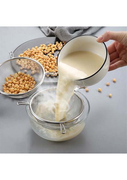 Mutfak Pişirme Çelik Un Eleği Mutfak Soya Sütü Suyu Filtresi Süzgeç Filtre Yağ Kaşığı Elde Taşınabilir Binaural Ağ (Yurt Dışından) indirimleri