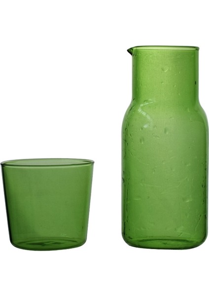 Şeffaf Şeker Renkli Cam Çay Fincanı Seti Basit Isıya Dayanıklı Içme Suyu Bardağı Çay Sürahisi Su Şişesi - Yeşil (Yurt Dışından)