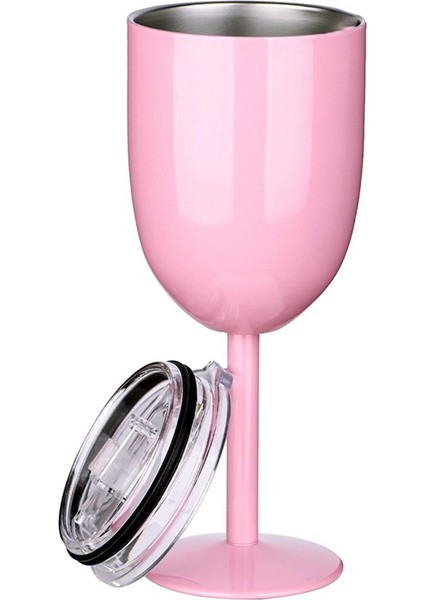 Adet Yalıtımlı Pembe Şarap Kadehleri Çift Duvarlı Gıda Sınıfı Paslanmaz Çelik Seyahat Şarap Bardağı Sızdırmaz Kapaklı Yetişkinler Için (Yurt Dışından)