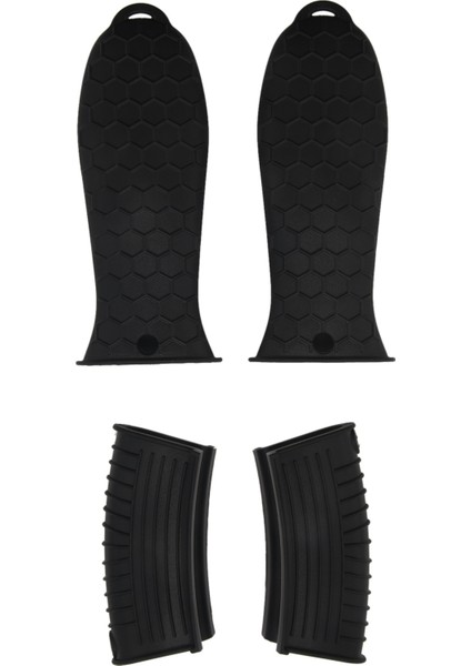 4'lü Silikon Sıcak Sap Tutucu Kapağı Dökme Demir Tava Sapı Kapağı Tencere Sapı Tutucu Kılıfı Isıya Dayanıklı - Siyah (Yurt Dışından)