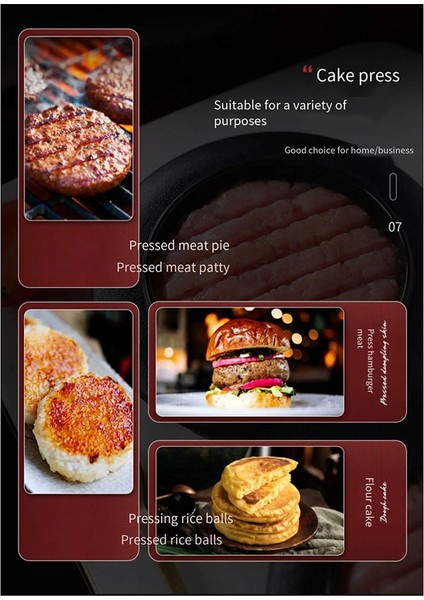 Burger Pres Patty Maker Yapışmaz Hamburger Pres Seti Burger Makinesi Et Sığır Etli Sebzeli Hamburger Kalıbı Mutfak Için Siyah (Yurt Dışından) modelleri