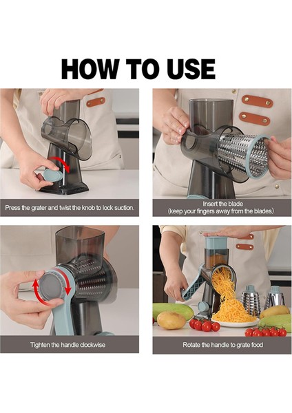 3'ü 1 Arada Döner Peynir Rendesi, Manuel Sebze Dilimleyici ve Kuruyemiş Öğütücü, Paslanmaz Çelik Mutfak Rendesi Beyaz (Yurt Dışından) fiyatları