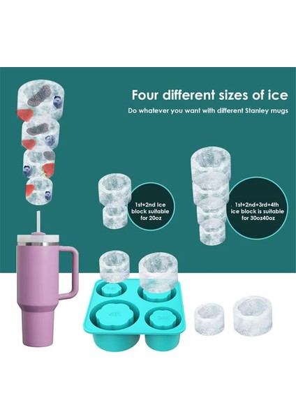 Kapaklı, Dondurucuda Güvenli Buz Kalıbı Için Silikon Buz Küpü Tepsisi, Içi Boş Silindir Tasarım, 4 Delikli Tasarım, Kullanımı Kolay (Yurt Dışından) indirimleri