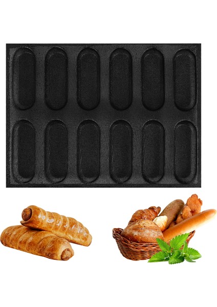 Silikon Tava - Yapışmaz Delikli Fransız Ekmeği Kalıpları, Sosis Kalıpları, Pişirme Kapları Mat Ekmek Kalıbı (Yurt Dışından)