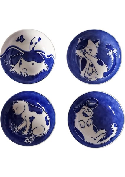 Seramik Kedi Soslukları - Japon Tarzı Suşi Tabağı, Sevimli Karikatür Su Damlası Şeklinde Tatlı Sofra Takımı (Yurt Dışından)