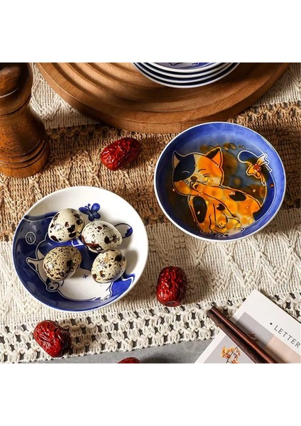 Seramik Kedi Soslukları - Japon Tarzı Suşi Tabağı, Sevimli Karikatür Su Damlası Şeklinde Tatlı Sofra Takımı (Yurt Dışından) indirimleri