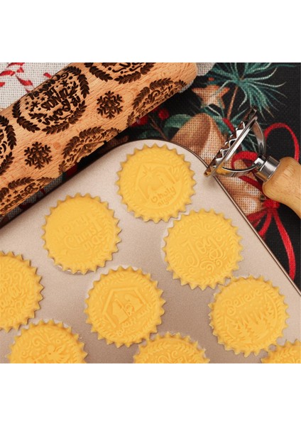 Noel Kurabiye Pulları - Kabartmalı Şekilli Kurabiyeler Için Şenlikli Tatil Dairesel Tasarımı - Pişirme Noel Kurabiye Kesici (Yurt Dışından) modelleri