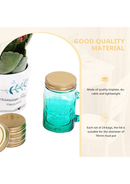 24 Paket Kavanoz Kapağı Normal Ağızlı Sızdırmaz Güvenli Saklama Katı Kapaklar (Altın) (Yurt Dışından) modelleri