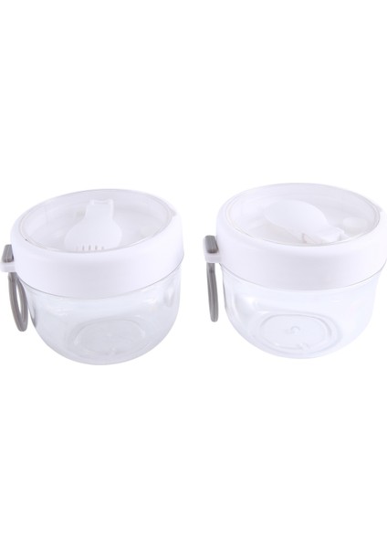 Kapaklı ve Kaşıklı Gece Boyu Yulaf Kapları 2 Adet, 20 Oz Taşınabilir Plastik Yoğurt Kavanozları, Sızdırmaz Tatlı Kapları Beyaz (Yurt Dışından) fırsatları