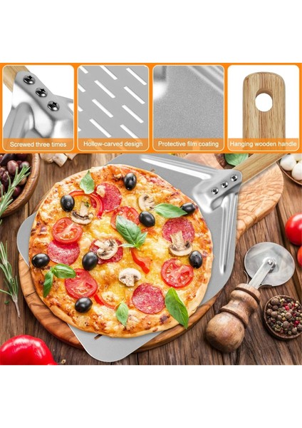 Ahşap Saplı 12 Inç Pizza Küreği, Yapışmaz Delikli Pizza Küreği, Pizza Soyma Küreği, Pişirme Aleti (Yurt Dışından) indirimleri