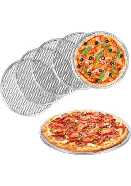 Pizza Filtresi, Delikli 6'lı Paket 8 Inç Dikişsiz Alüminyum Pizza Tepsisi, Fırın ve Mutfak Için Yapışmaz Pizza Pişirme Tepsileri (Yurt Dışından)