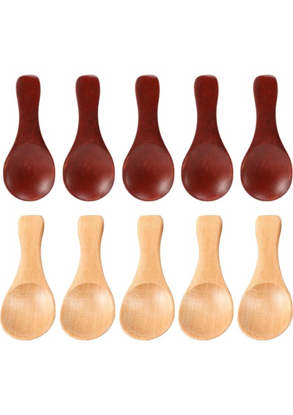 10 Küçük Tahta Kaşık Mini Baharat Şeker Baharat Tuz Bal Çay Kaşığı Kahve Çay Reçeli Hardal Dondurma Tahta Kaşık (Yurt Dışından)