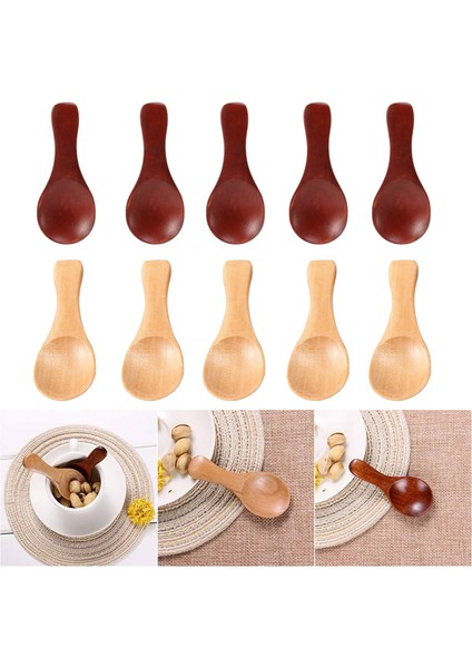 10 Küçük Tahta Kaşık Mini Baharat Şeker Baharat Tuz Bal Çay Kaşığı Kahve Çay Reçeli Hardal Dondurma Tahta Kaşık (Yurt Dışından) fiyatları