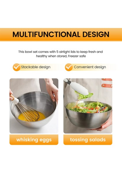 Parça Karıştırma Kabı, Hava Geçirmez Kapaklı Paslanmaz Çelik Istife Edilebilir Salata Kasesi, Mutfak Pişirme, Fırınlama Vb. Için Servis Kasesi (Yurt Dışından) indirimleri