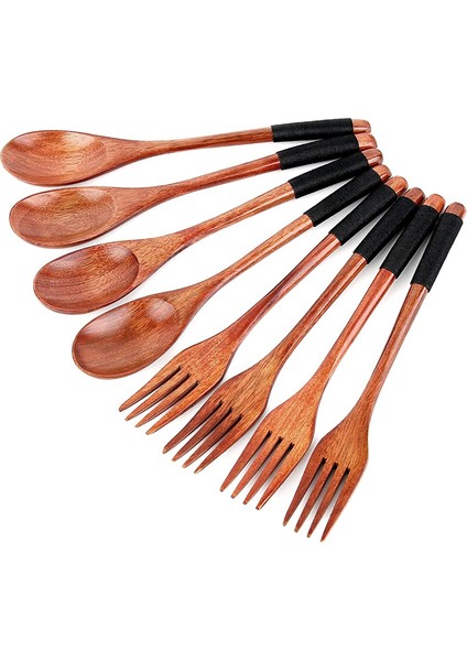 Parça Ahşap Kaşık Çatal Seti, Japon Tarzı Ahşap Mutfak Eşyası Seti, El Yapımı Mutfak Kaşığı, Yeniden Kullanılabilir Seyahat Çatal Bıçak Takımı (Yurt Dışından)