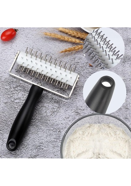 Pizza Hamuru Silindiri Paslanmaz Çelik, Pizza Iğne Delici Hamur Delme Makinesi Plastik Saplı, Yerleştirme Aleti (Yurt Dışından) fırsatları